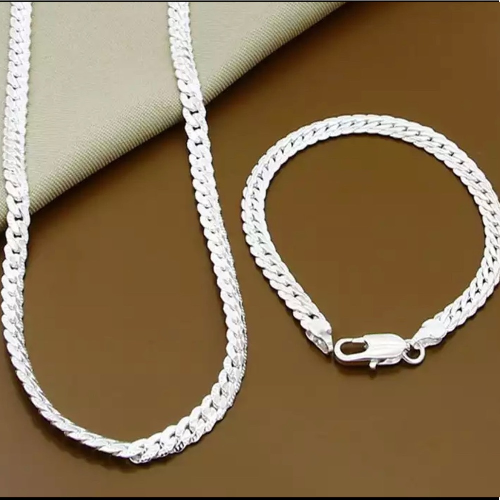 2pc Sterling Silver Necklace and Bracelet